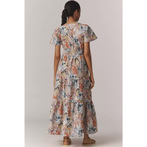 nwt by ANTHRPOLOGIE sz L Somerset Maxi Dress Mulberry Motif - Picture 3 of 4